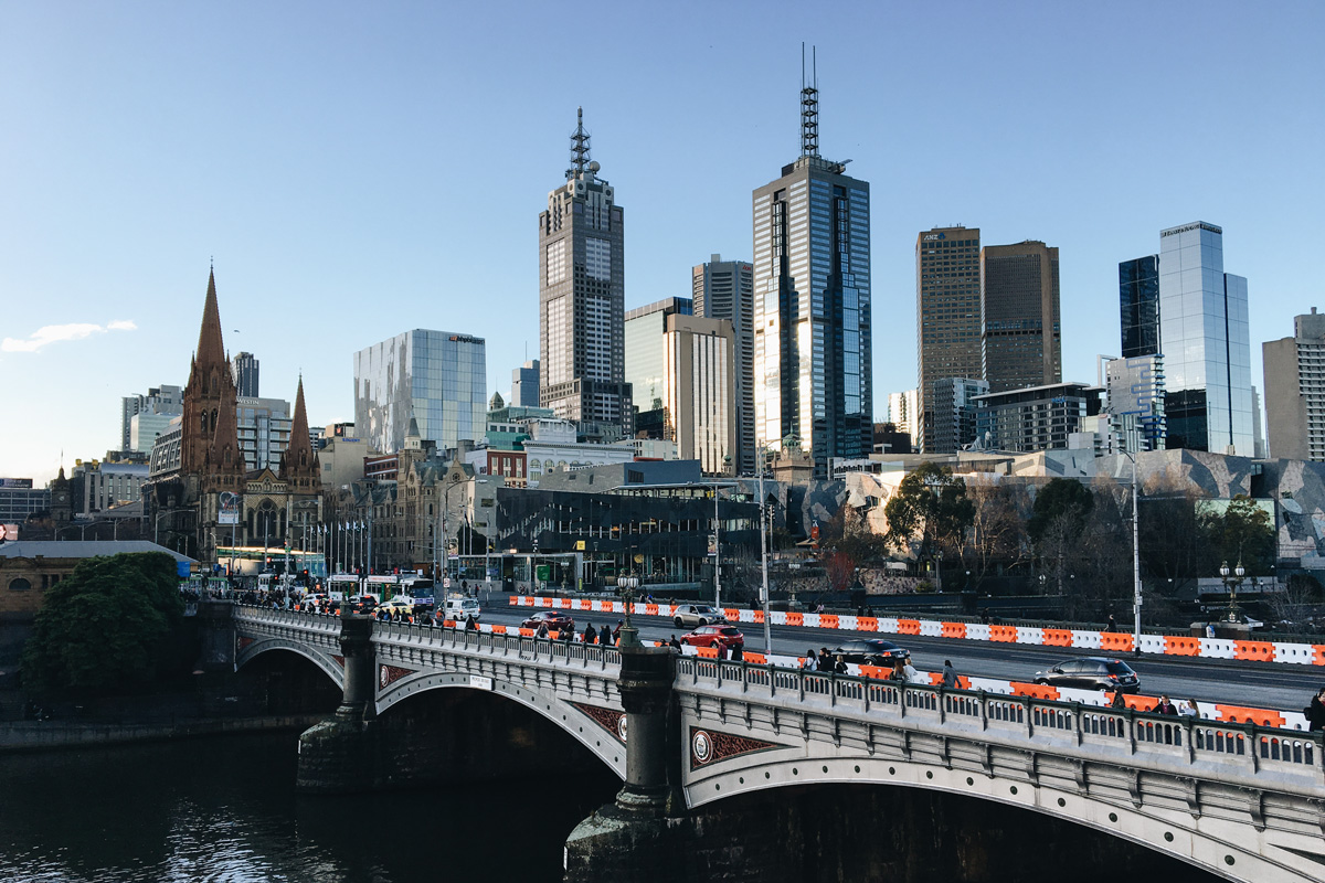 View of Princess Bridge and CBD Melbourne